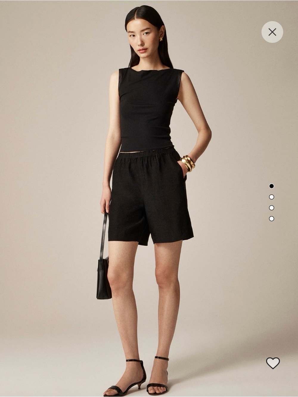 NWT J. Crew 7” Stratus short in textured satin, small, black